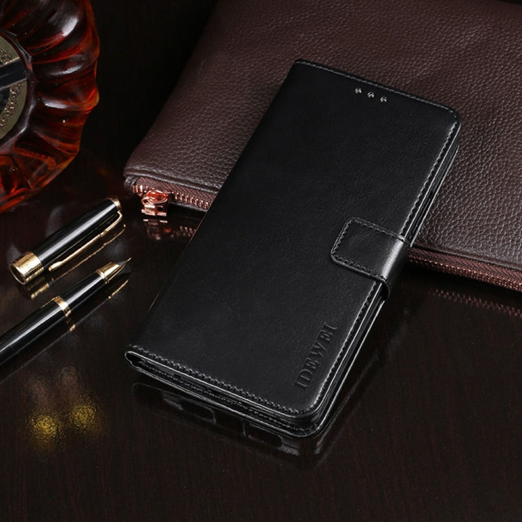 idewei Black Crazy Horse Texture Flip Leather Phone Case for OPPO A54s with Card Slots and Wallet
