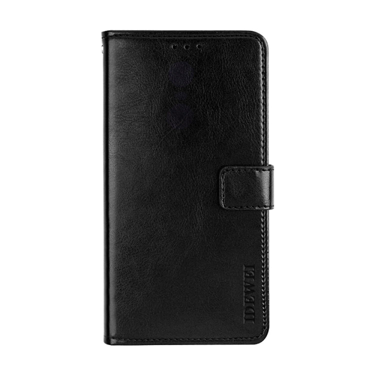 idewei Black Crazy Horse Texture Flip Leather Phone Case for OPPO A54s with Card Slots and Wallet