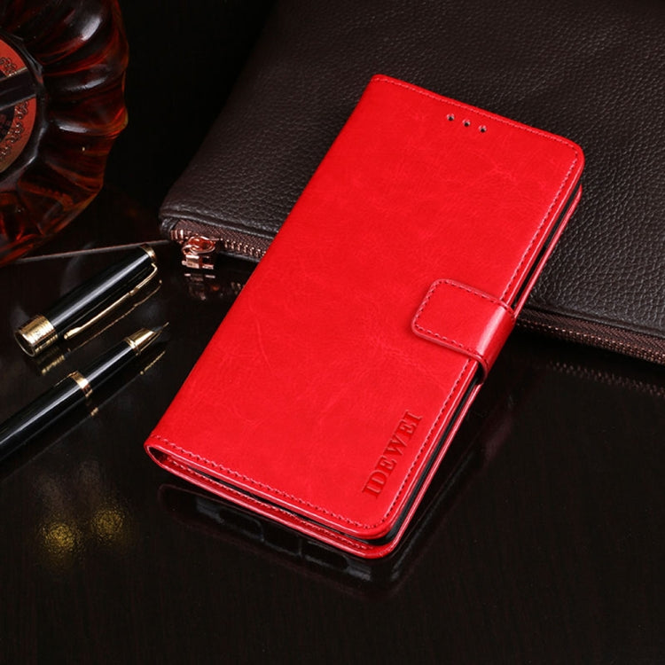Flip Leather Phone Case with Crazy Horse Texture for OPPO A54s (Red)