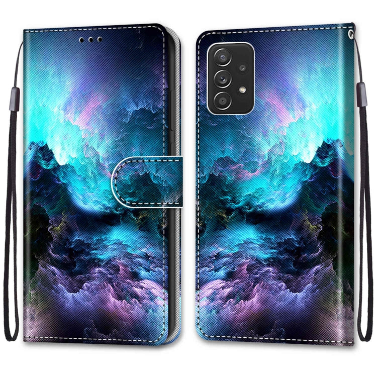 Samsung Galaxy A53 5G Colorful Clouds Leather Phone Case with Holder & Card Slots & Wallet & Lanyard