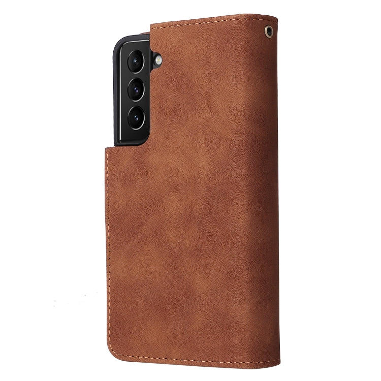 Multifunctional Brown Leather Phone Case for Samsung Galaxy S22 5G