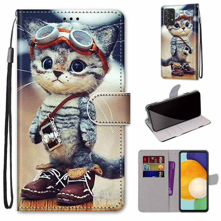 Global Coloured Drawing Cross Texture PU Leather Case for Samsung Galaxy A53 5G with Holder & Card Slots & Wallet & Lanyard