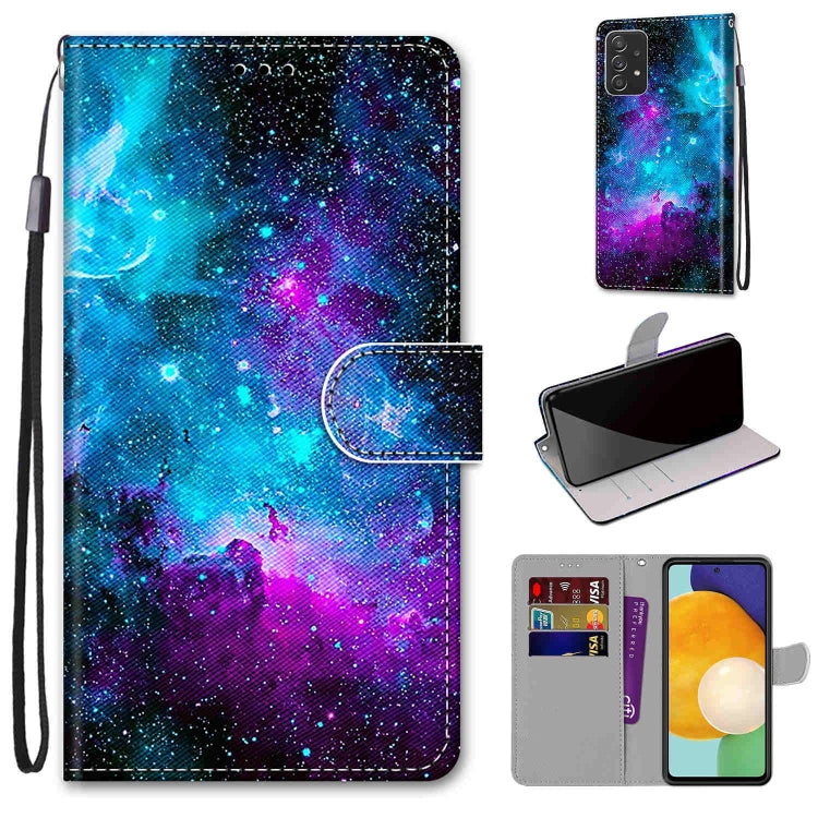 Colorful Purple Green Starry Sky Flip Leather Case for Samsung Galaxy A53 5G