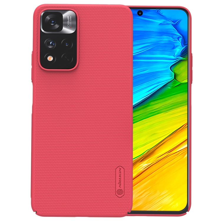 NILLKIN Frosted Concave-convex Texture PC Phone Case for Xiaomi Redmi Note 11 Pro/Mi 11i (Red)