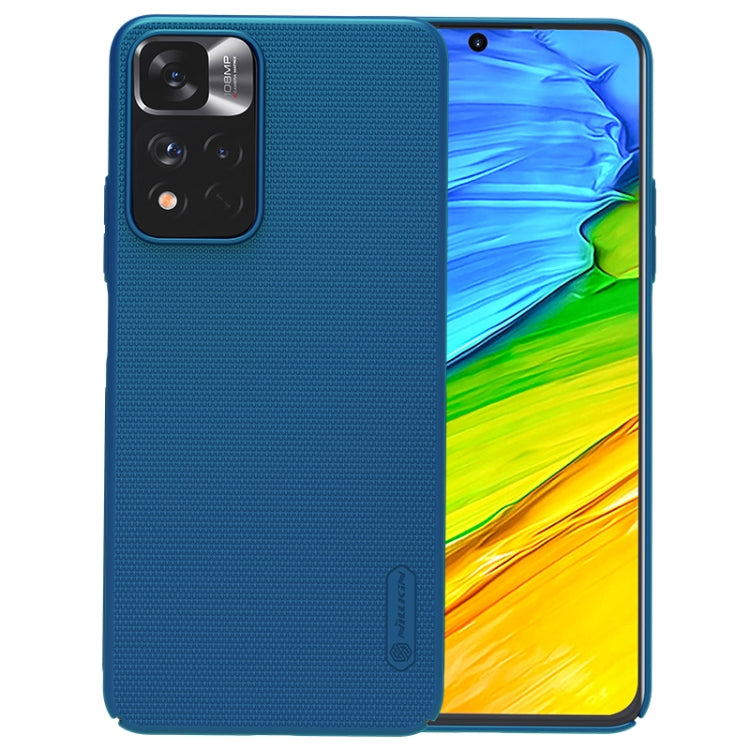 NILLKIN Frosted Concave-convex Texture PC Phone Case for Xiaomi Redmi Note 11 Pro / 11 Pro+ / Mi 11i / Mi 11i 5G (Peacock Blue)