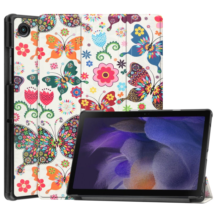 Butterfly Design Painted Leather Tablet Case for Samsung Galaxy Tab A8 2021 with 3-Fold Holder