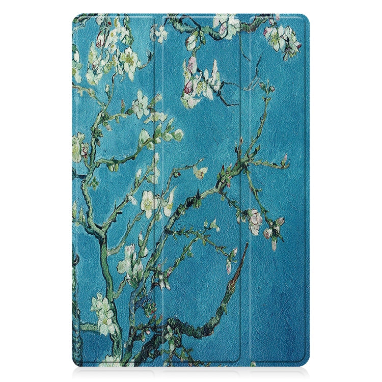 Apricot Blossom Painted Leather Cover for Samsung Galaxy Tab A8 2021 with 3-Fold Holder