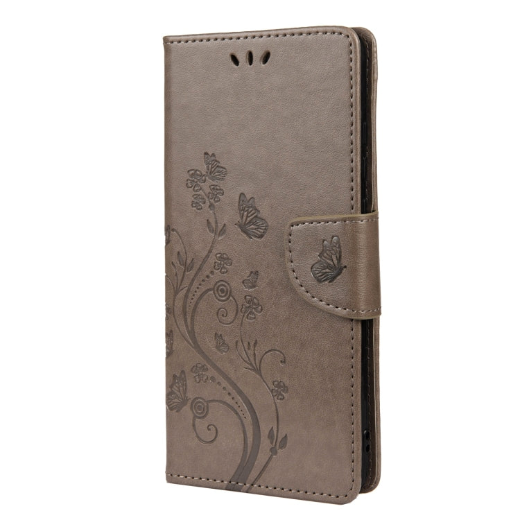 Butterfly Flower Pattern Leather Phone Case for Samsung Galaxy A33 5G in Grey