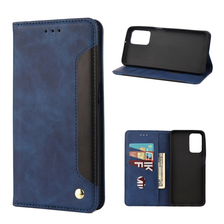 Blue Skin Feel Splicing Leather Phone Case for Xiaomi Redmi Note 11 Pro
