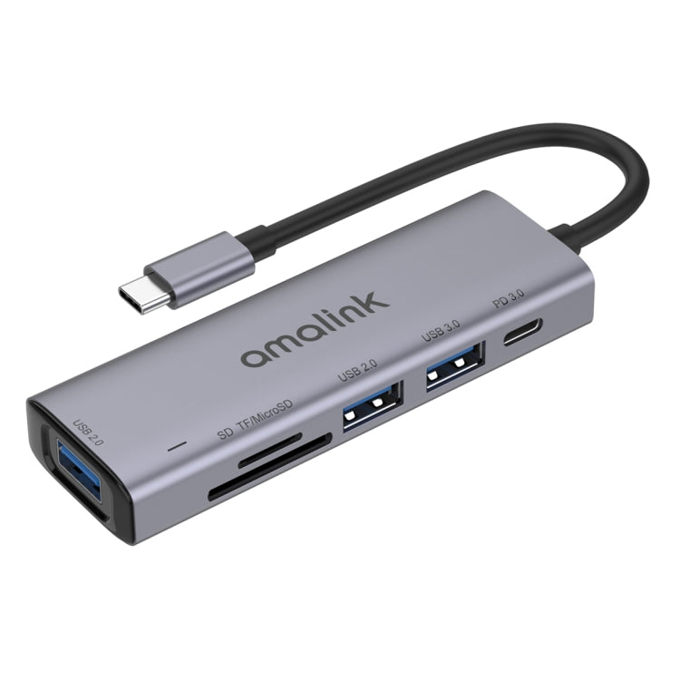 Amalink 95120D Type-C Multi-function HUB with Rapid Data Transmission and Advanced Protection (Grey)