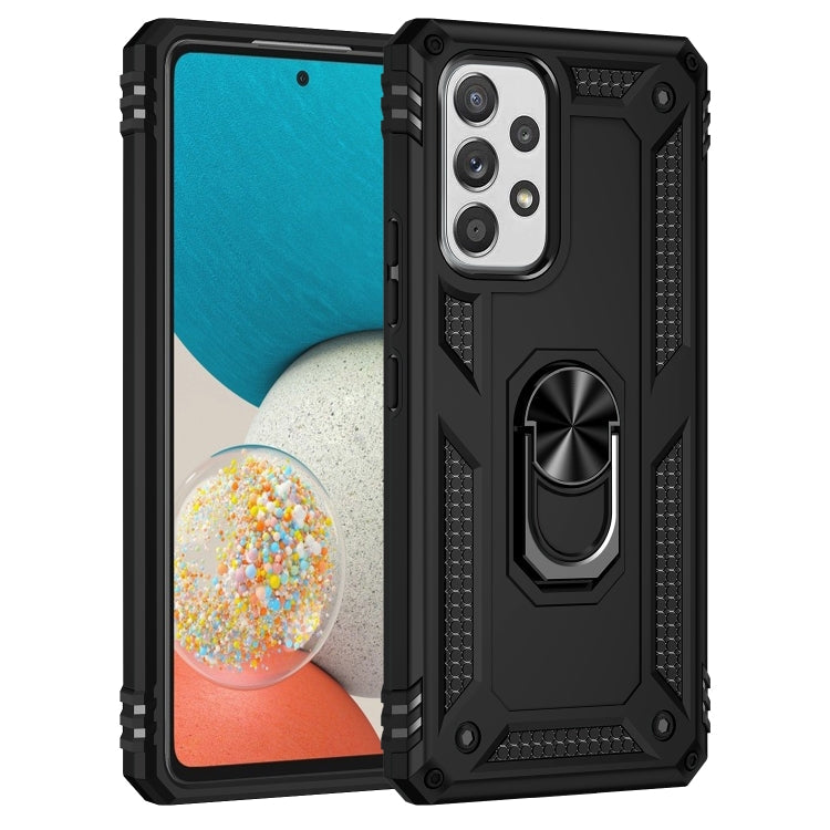 Shockproof Black Phone Case with 360-Degree Rotating Holder for Samsung Galaxy A53 5G