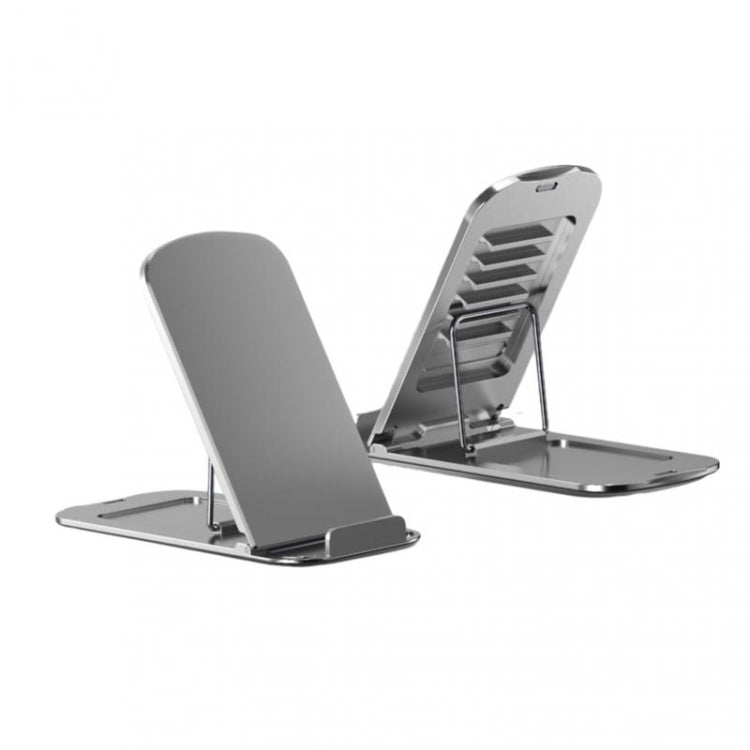 Aluminum Alloy Folding Phone and Tablet Holder in Silver