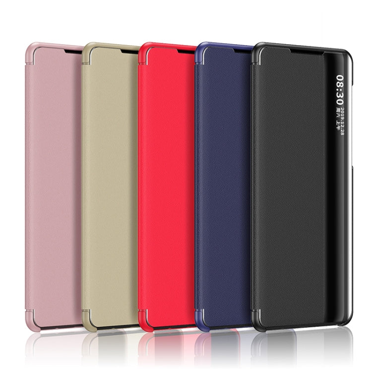 Rose Gold Leather Phone Case with Window View for Samsung Galaxy S22 Ultra 5G