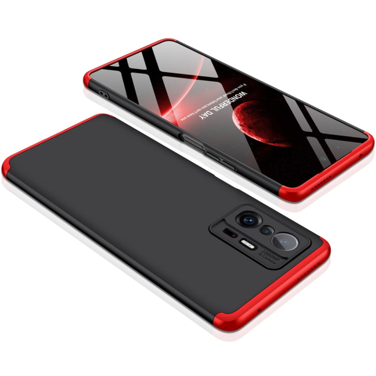 Black Red Three Stage Splicing Full Coverage PC Phone Case for Xiaomi Mi 11T by GKK