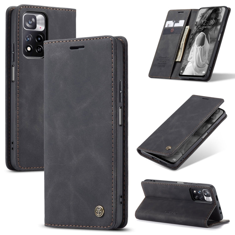 CaseMe 013 Multifunctional Horizontal Flip Leather Phone Case for Xiaomi Redmi Note 11 Pro Global/Redmi Note 11 Pro 5G - Black