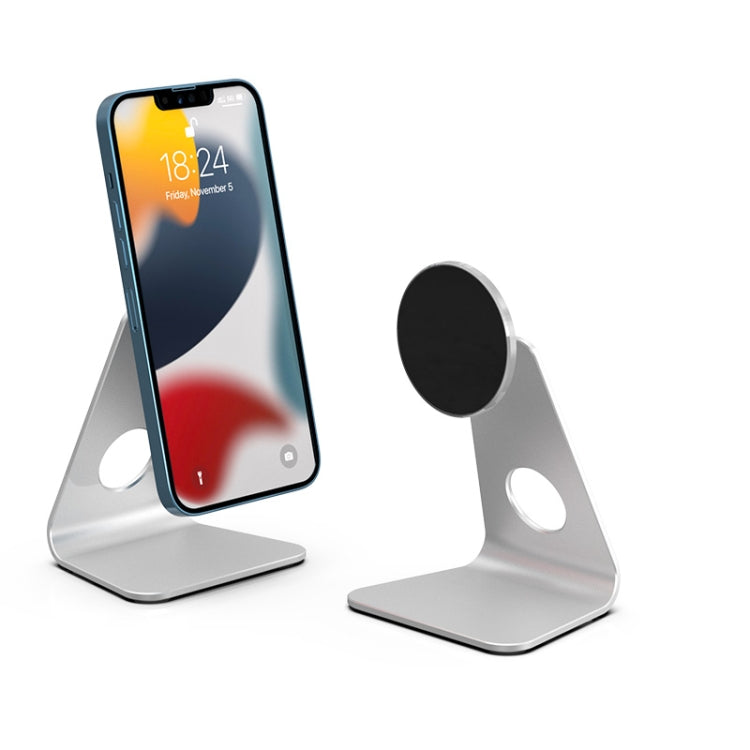 R-JUST SJ19 Round Magnetic Desktop Phone Holder - Gray/Silver