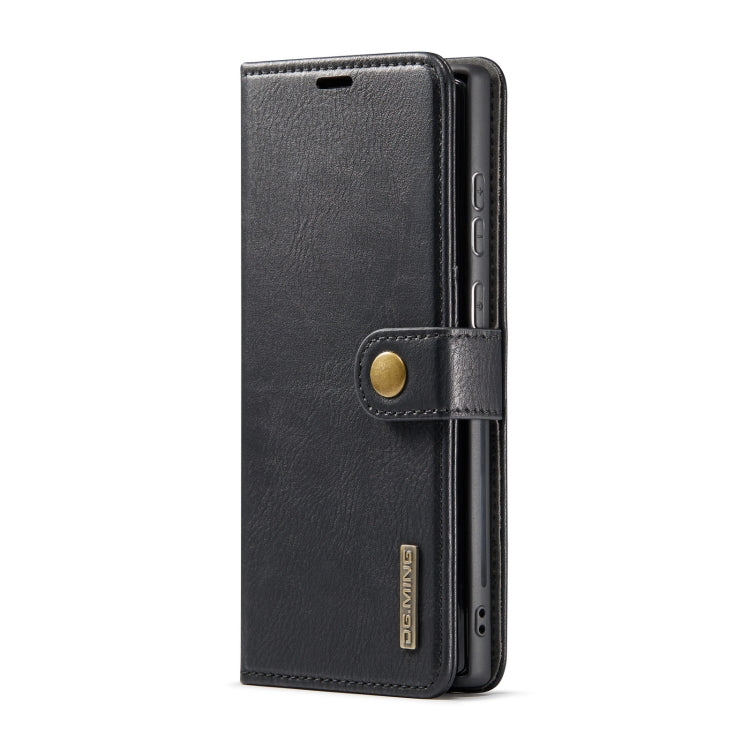 DG.MING Crazy Horse Texture Detachable Magnetic Leather Phone Case for Samsung Galaxy S22 Ultra 5G (Black)