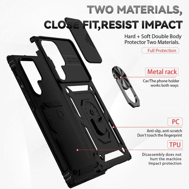 Sliding Camshield Holder Phone Case for Samsung Galaxy S22 Ultra 5G (Black)