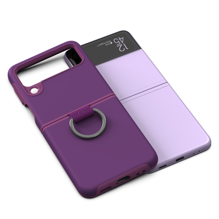 Purple GKK TPU + PC 2 in 1 Ring Armor Phone Case for Samsung Galaxy Z Flip3 5G
