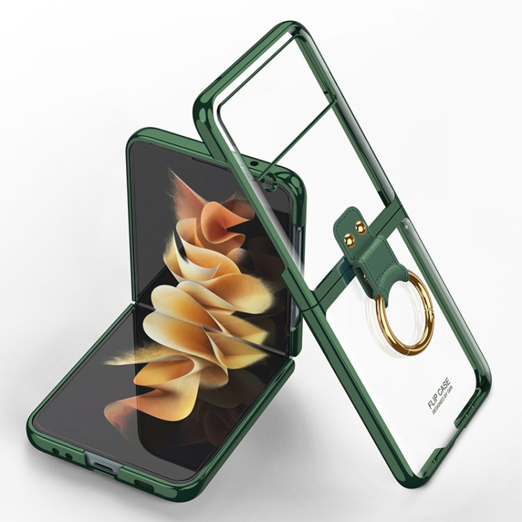 Samsung Galaxy Z Flip3 5G Dark Green Electroplating Phone Case with Ring