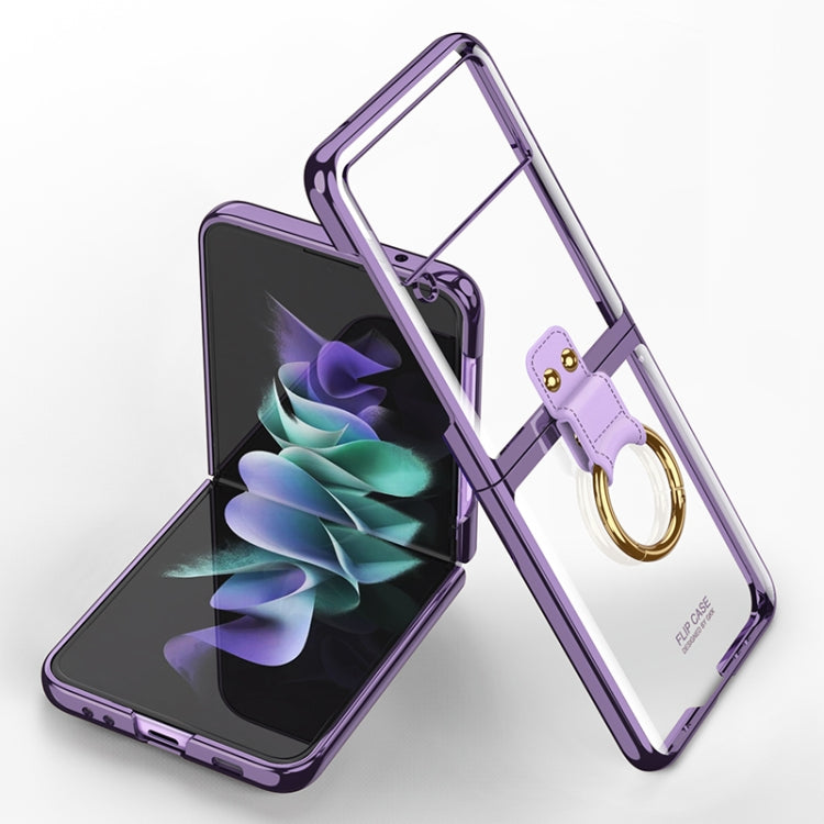 Samsung Galaxy Z Flip3 5G GKK Phantom Electroplating Phone Case with Ring in Purple