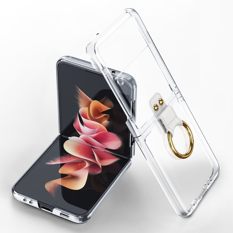 GKK Phantom Electroplating Phone Case with Ring for Samsung Galaxy Z Flip3 5G (Transparent)