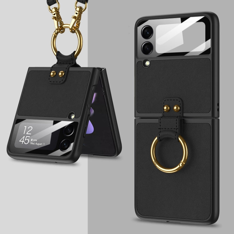 GKK Ultra-thin Black Phone Case with Ring & Strap for Samsung Galaxy Z Flip3 5G
