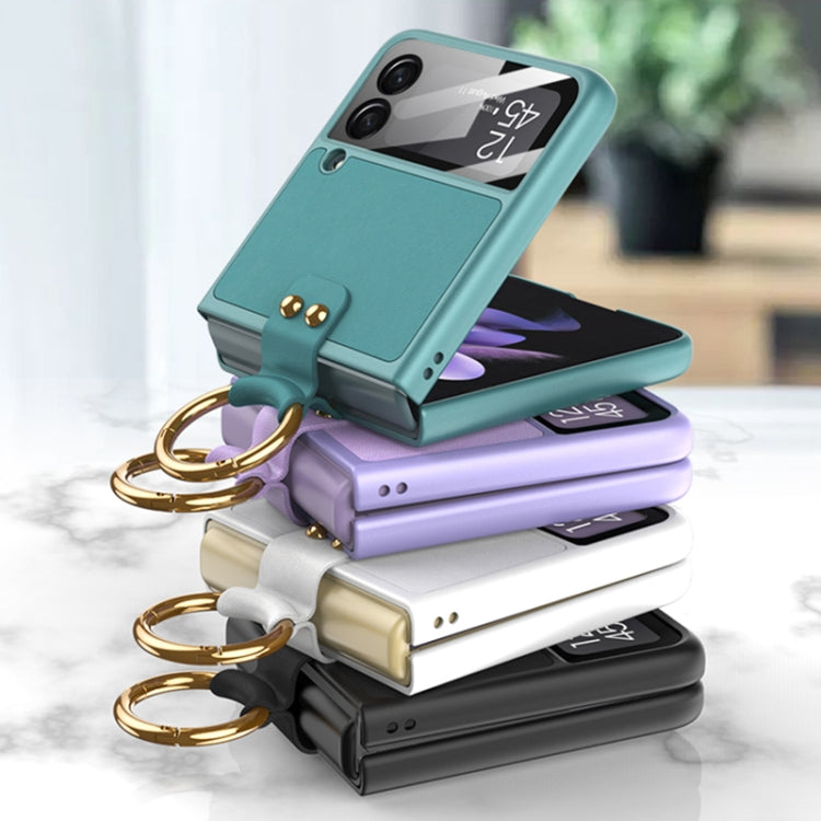 Lightweight Dark Green Phone Case with Ring and Strap for Samsung Galaxy Z Flip3 5G