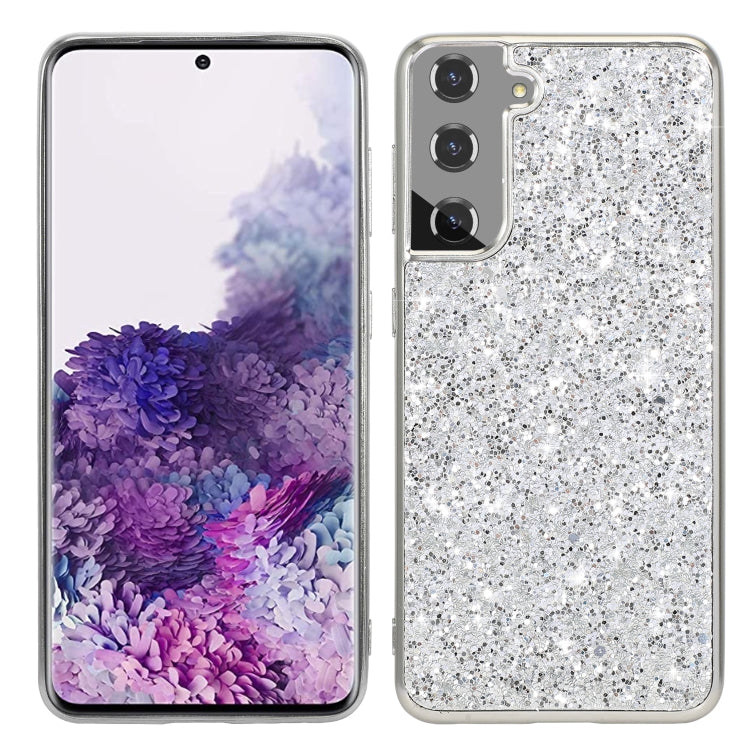 Glitter Powder Shockproof TPU Protective Phone Case for Samsung Galaxy S22+ 5G (Silver)