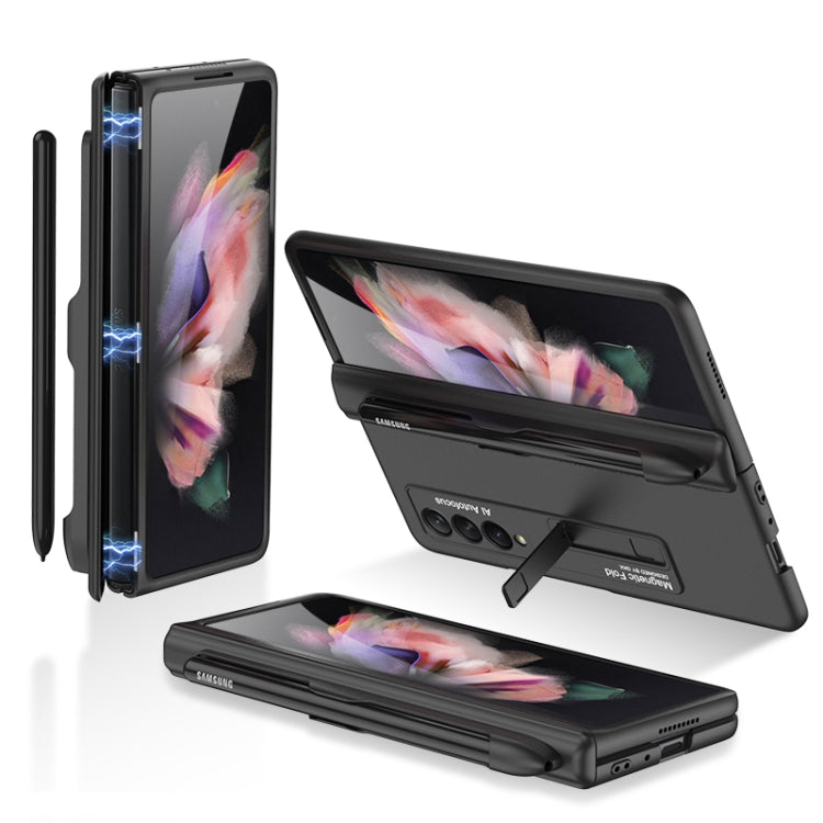 Samsung Galaxy Z Fold3 5G GKK Magnetic Full Coverage Phone Flip Case with Pen Slot in Black