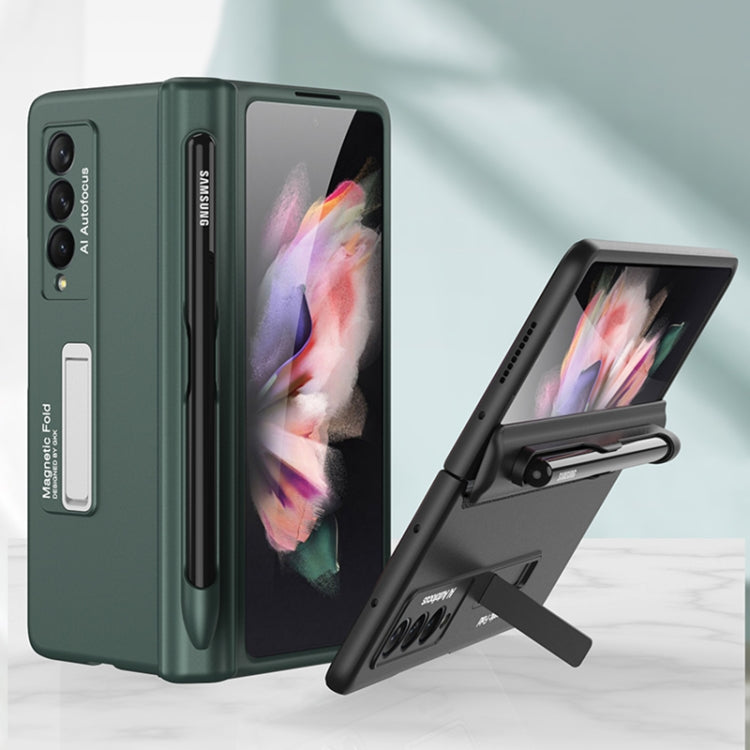 GKK Magnetic Phone Flip Case with Pen Slot for Samsung Galaxy Z Fold3 5G (Gold)