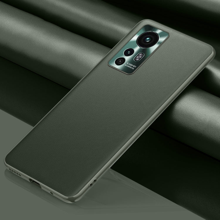 Green Plain Leather Phone Case for Xiaomi 12 Pro 5G