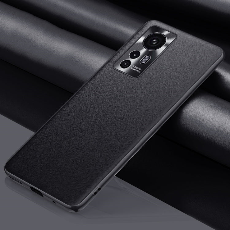 Black Plain Leather Phone Case for Xiaomi 12 Pro 5G