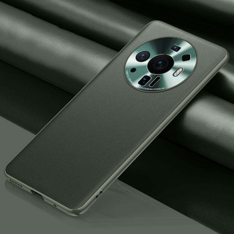 Green Plain Skin Leather Phone Case for Xiaomi Mi 12 Ultra 5G