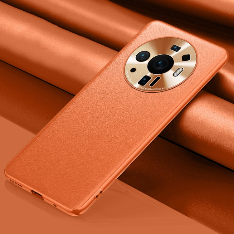 Orange Leather Phone Case for Xiaomi Mi 12 Ultra 5G with Metal Lens Cover