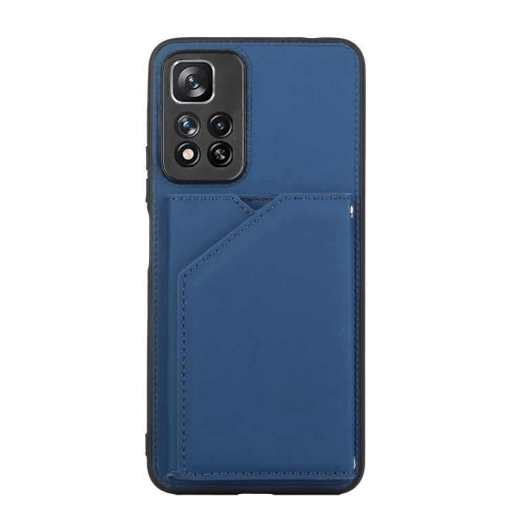 Skin Feel Blue Phone Case with Card Slots for Xiaomi Redmi Note 11 Pro