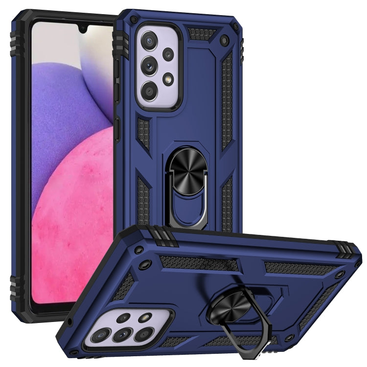 Shockproof Rotating Holder Phone Case for Samsung Galaxy A33 5G in Blue