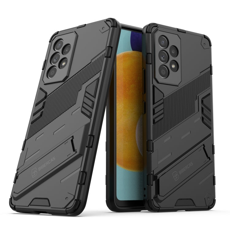 Punk Armor 2-in-1 PC + TPU Shockproof Phone Case for Samsung Galaxy A53 5G with Invisible Holder (Black)