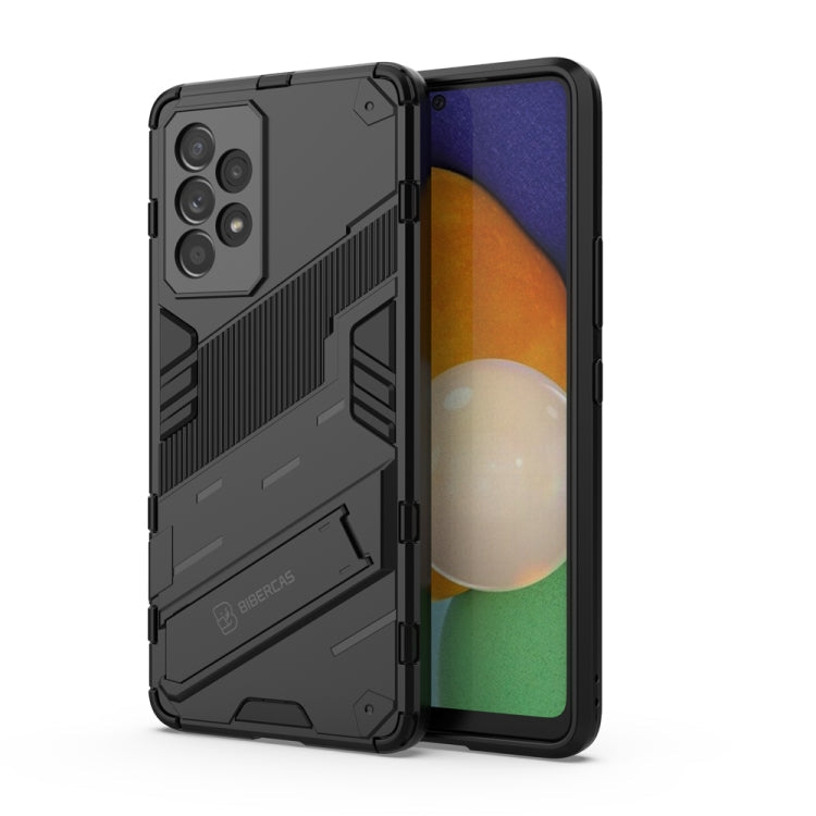 Punk Armor 2-in-1 PC + TPU Shockproof Phone Case for Samsung Galaxy A53 5G with Invisible Holder (Black)