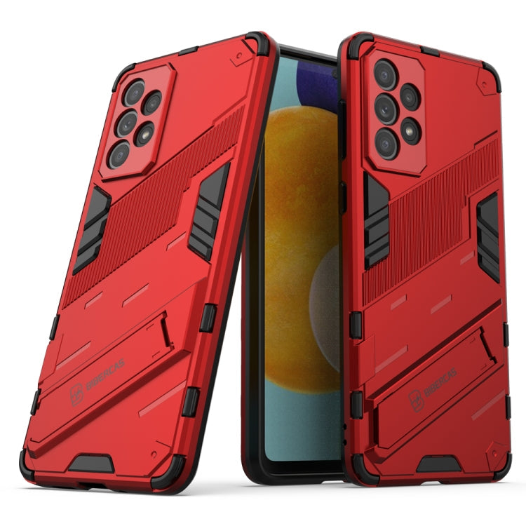 Samsung Galaxy A73 5G Punk Armor Shockproof Phone Case with Invisible Holder (Red)