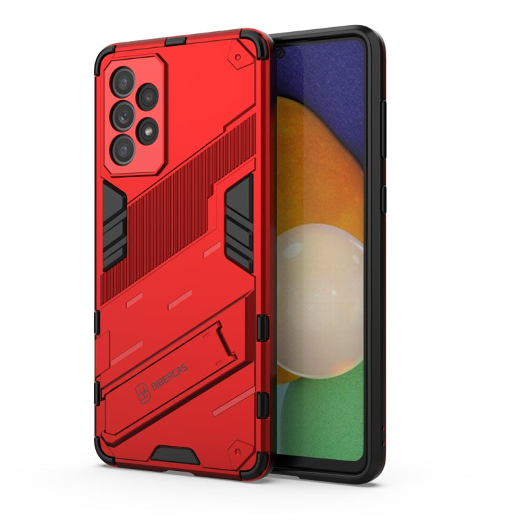 Samsung Galaxy A73 5G Punk Armor Shockproof Phone Case with Invisible Holder (Red)