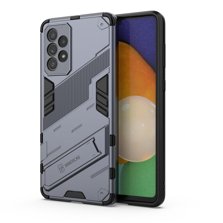 Punk Armor 2 in 1 PC + TPU Shockproof Phone Case for Samsung Galaxy A73 5G with Invisible Holder (Gray)