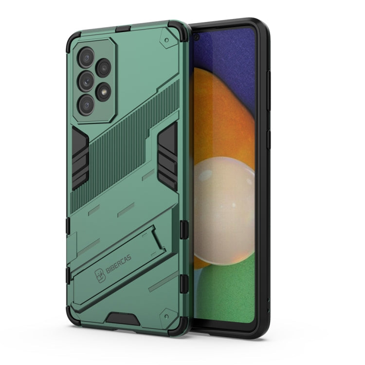 Punk Armor 2 in 1 PC + TPU Shockproof Phone Case with Invisible Holder for Samsung Galaxy A73 5G (Green)