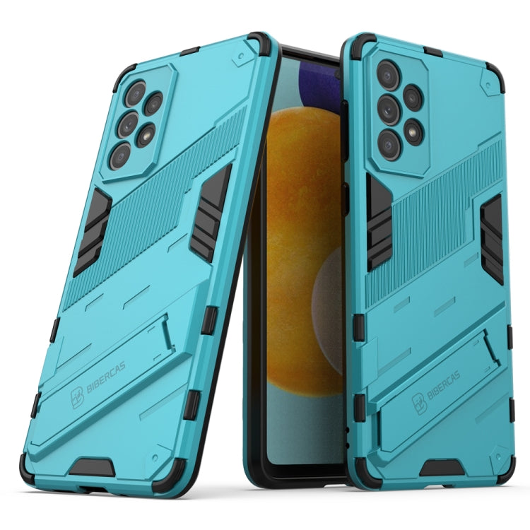 Punk Armor 2 in 1 PC + TPU Shockproof Phone Case with Invisible Holder for Samsung Galaxy A73 5G (Blue)