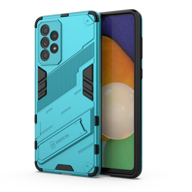 Punk Armor 2 in 1 PC + TPU Shockproof Phone Case with Invisible Holder for Samsung Galaxy A73 5G (Blue)