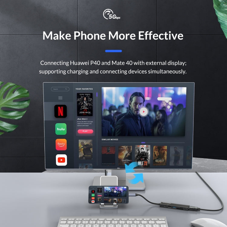 ORICO 5-in-1 Type-C / USB-C Multifunctional Docking Station (Grey)