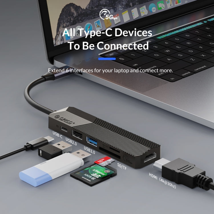 ORICO MDK-6P-GY-BP 6-In-1 Type-C / USB-C Multifunctional Docking Station (Grey)