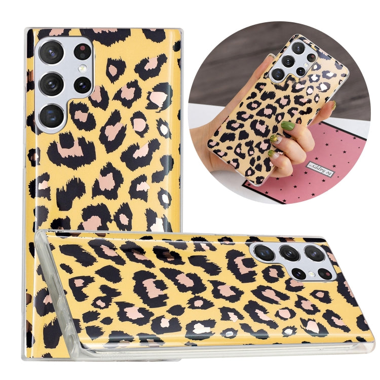 Leopard Texture Electroplating TPU Protective Phone Case for Samsung Galaxy S22 Ultra 5G