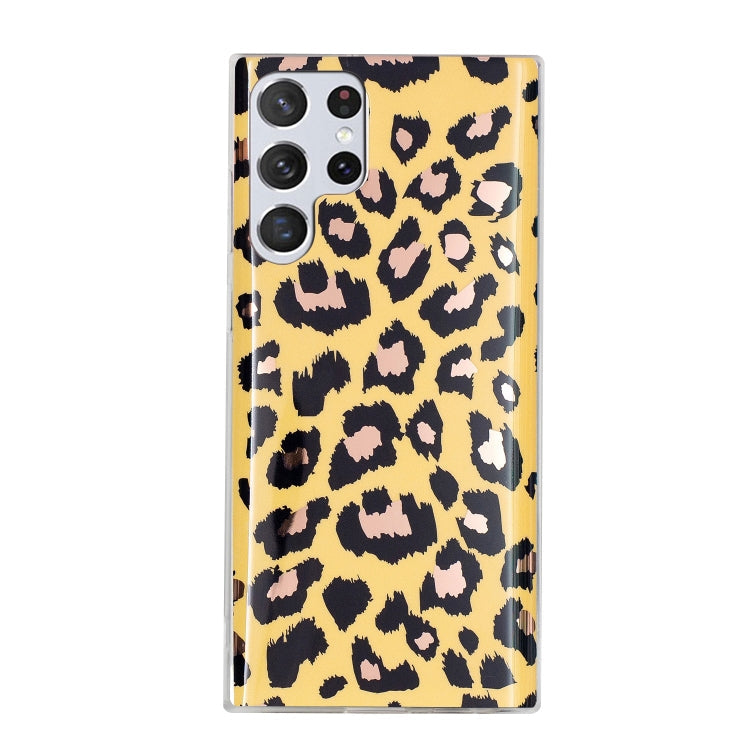Leopard Texture Electroplating TPU Protective Phone Case for Samsung Galaxy S22 Ultra 5G