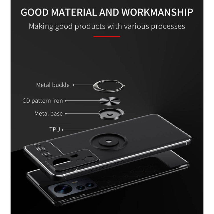 Xiaomi 12 Pro Metal Ring Holder TPU Phone Case with 360-Degree Rotating Bracket (Black)
